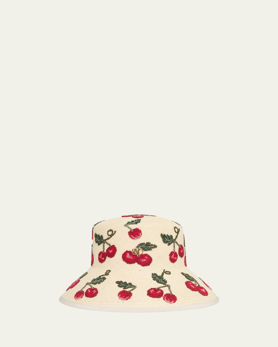 Cherry-Print V-Logo Bucket Hat